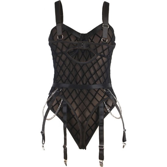 Subblime Bodies SUBBLIME - 9542277 BODY WITH CHAINS + GARTER BELT BLACK L/XL