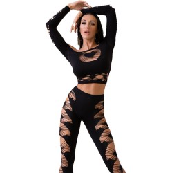 Chilirose Sets CHILIROSE - CR 4436 TOP & LEGGINS BLACK S/L