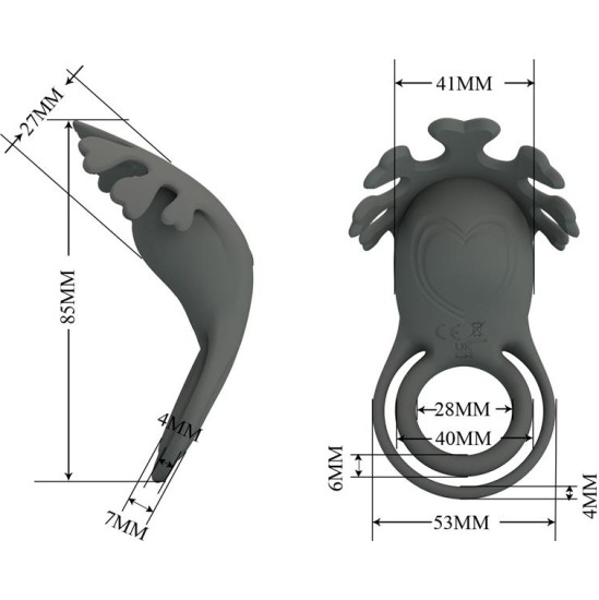 Prettylove Ruben Vibrating Double Cock Ring
