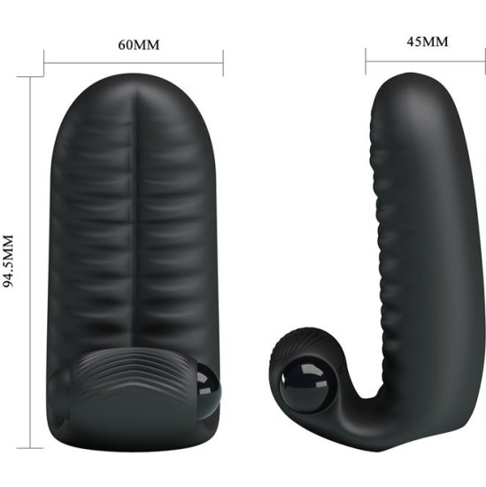 Prettylove Finger Sleeve with vibration Abbott Black