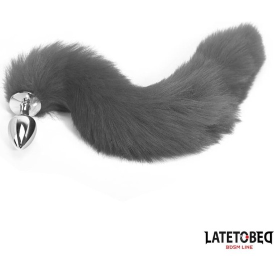 Latetobed Bdsm Line Anal plug with tail Gray 40 cm