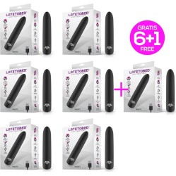 Latetobed Pack 6 +1 Shoty Vibrating Bullet USB 10 Speeds Powerful Motor Black