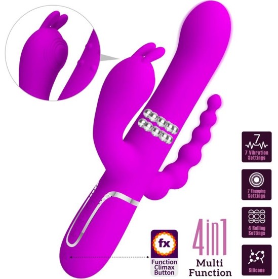 Prettylove Cammy 4 in 1 Vibe with Rotating Balls and Anal Chain
