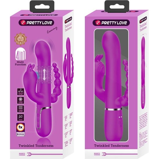 Prettylove Cammy 4 in 1 Vibe with Rotating Balls and Anal Chain