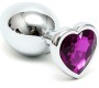 Bondage Play Butt Plug Plated Steel Crystal Heart Purple