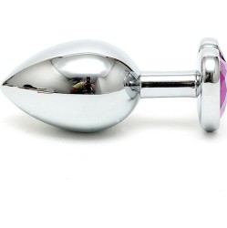 Bondage Play Butt Plug Plated Steel Crystal Heart Purple