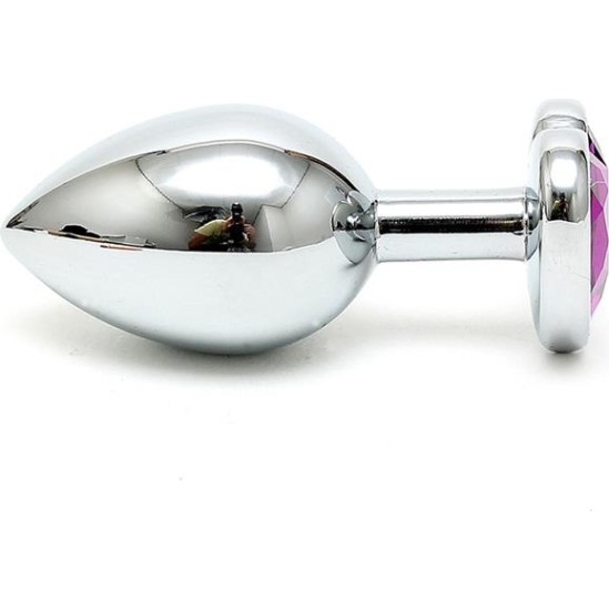 Bondage Play Butt Plug Plated Steel Crystal Heart Purple