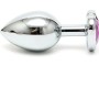 Bondage Play Butt Plug Plated Steel Crystal Heart Purple