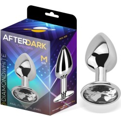 Afterdark Butt Plug with Jewel Diamond White Size M Aluminium