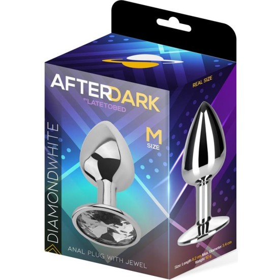 Afterdark Butt Plug with Jewel Diamond White Size M Aluminium