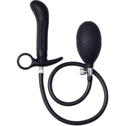 Latex Play Inflatable Anal Plug with Pump Black