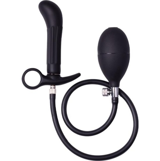 Latex Play Inflatable Anal Plug with Pump Black