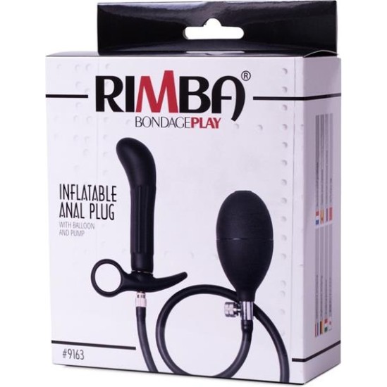 Latex Play Inflatable Anal Plug with Pump Black