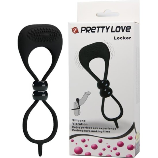 Prettylove Pretty Love Vibrating Cock Ring Locker Black