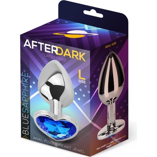 Afterdark Heart Shaped Butt Plug Blue Sapphire Size L