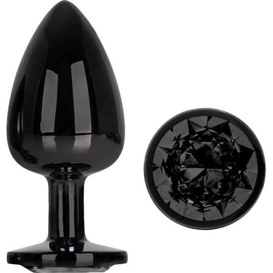 Afterdark Blackgem Metalic Butt Plug with Black Jewel Size L