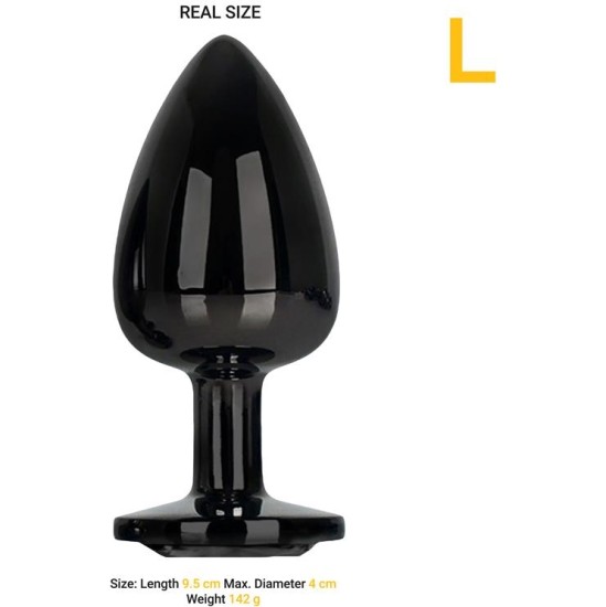 Afterdark Blackgem Metalic Butt Plug with Black Jewel Size L