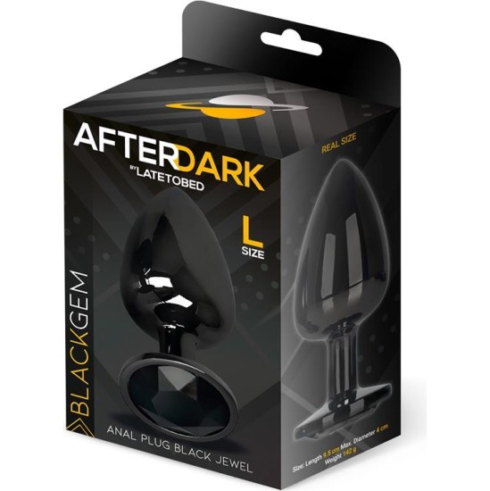 Afterdark Blackgem Metalic Butt Plug with Black Jewel Size L