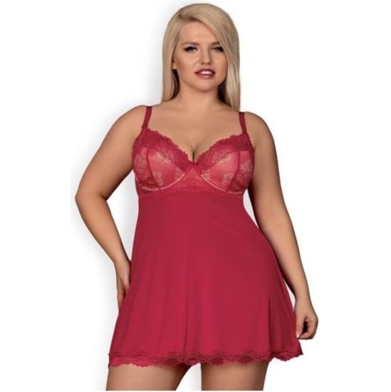 Obsessive Rosalyne Babydoll and Thong Red Size S/M