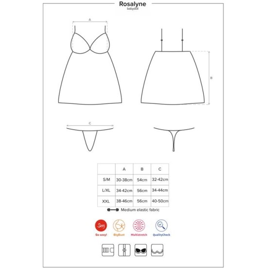 Obsessive Rosalyne Babydoll and Thong Red Size S/M