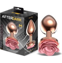 Afterdark Rosegold Metal Anal Plug with Pink Rose Base - Size M