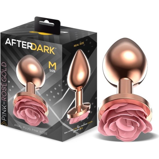 Afterdark Rosegold Metal Anal Plug with Pink Rose Base - Size M