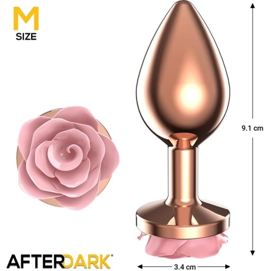 Afterdark Rosegold Metal Anal Plug with Pink Rose Base - Size M