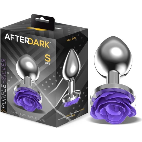 Afterdark Metal Anal Plug with Purple Rose Base - Size S