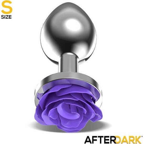 Afterdark Metal Anal Plug with Purple Rose Base - Size S