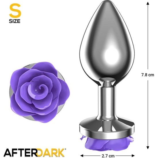 Afterdark Metal Anal Plug with Purple Rose Base - Size S