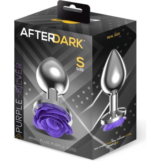 Afterdark Metal Anal Plug with Purple Rose Base - Size S
