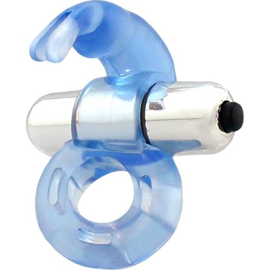 Latetobed Firey Vibrating Penis Ring with Rabbit Blue