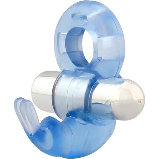 Latetobed Firey Vibrating Penis Ring with Rabbit Blue