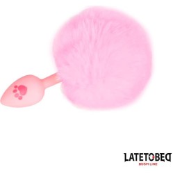 Latetobed Bdsm Line Pink Silicone Anal Plug with Pompon Pink