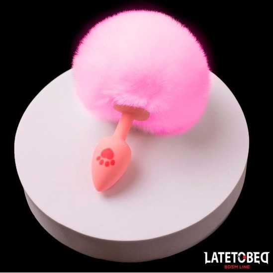Latetobed Bdsm Line Pink Silicone Anal Plug with Pompon Pink