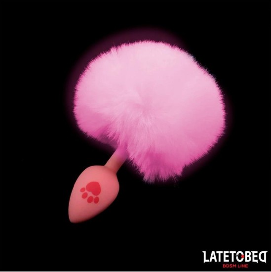 Latetobed Bdsm Line Pink Silicone Anal Plug with Pompon Pink