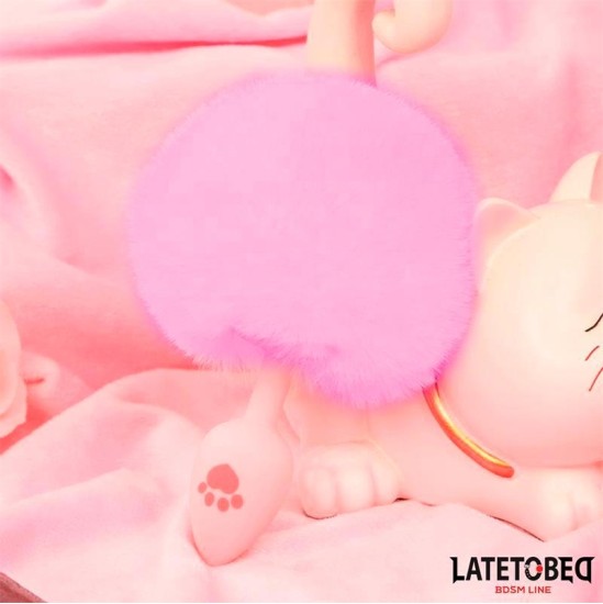 Latetobed Bdsm Line Pink Silicone Anal Plug with Pompon Pink