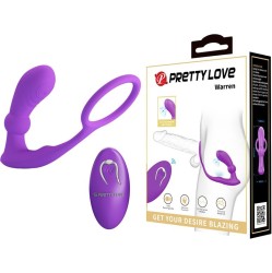 Prettylove Warren Remote-Controlled Vibrating and Pulsating Anal Plug and Penis Ring