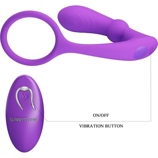 Prettylove Warren Remote-Controlled Vibrating and Pulsating Anal Plug and Penis Ring