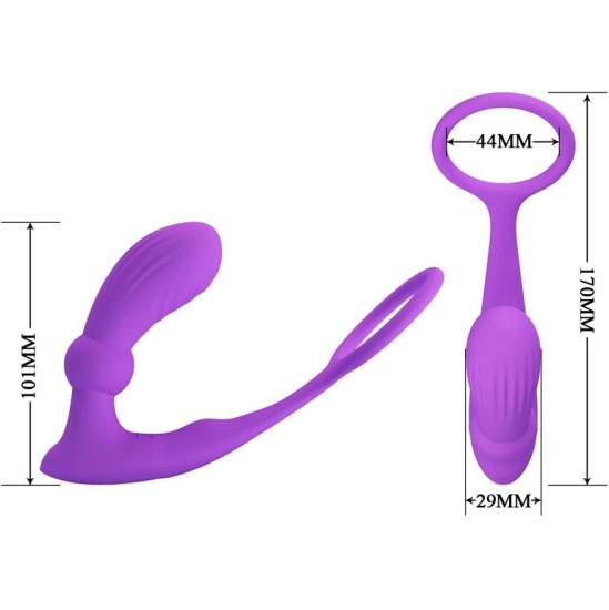 Prettylove Warren Remote-Controlled Vibrating and Pulsating Anal Plug and Penis Ring