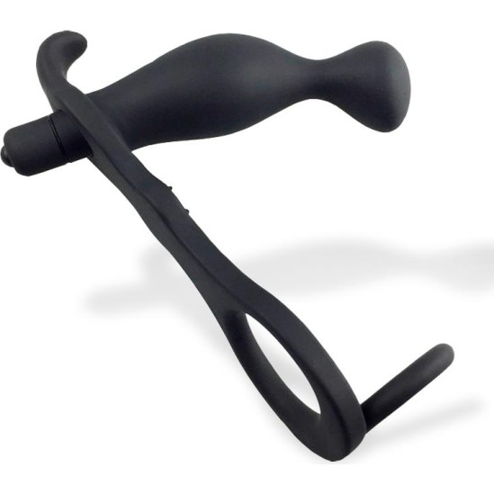 Afterdark Larimar Vibrating Anal Plug with Penis and Testicles Ring