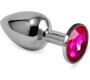 Lovetoy Butt Plug Silver Rosebud Classic with Fuchsia Jewel Size S