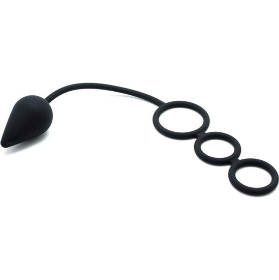 Latex Play Anal Plug with Penis Rings Silicone