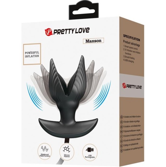 Prettylove Manson Inflatable Butt Plug with Vibration