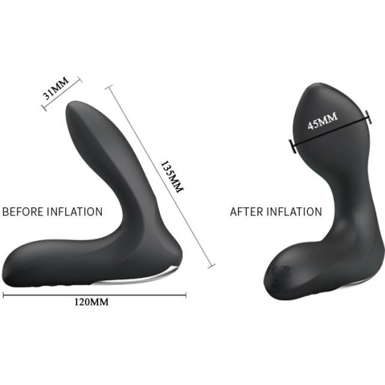 Prettylove Anal Stimulator Inflatable Leonard Silicone USB Black