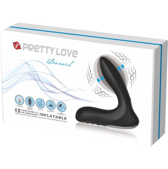 Prettylove Anal Stimulator Inflatable Leonard Silicone USB Black
