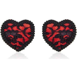 Latetobed Bdsm Line Nipple Covers with Lace Black/Red