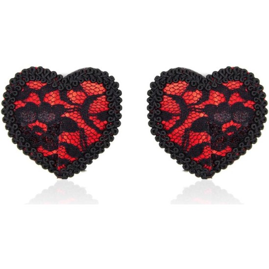 Latetobed Bdsm Line Nipple Covers with Lace Black/Red
