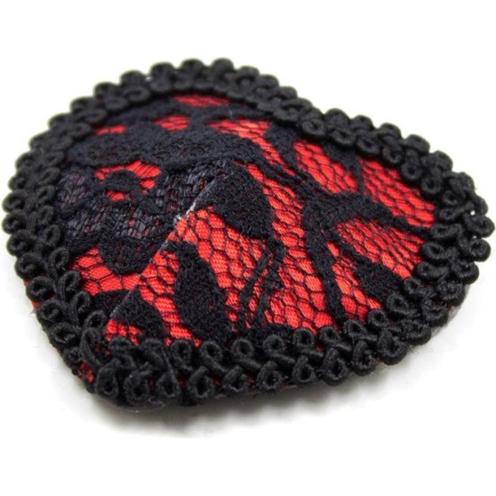 Latetobed Bdsm Line Nipple Covers with Lace Black/Red