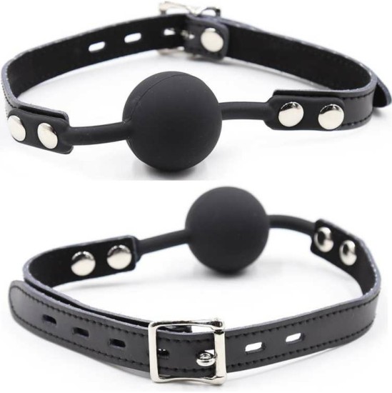 Ohmama Fetish SILICONE BALL GAG WITH LEATHER BELT (PADLOCK INCLUDED)
